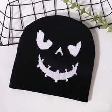 1 pieza Gorro tejido con estampado de calabaza de Halloween, cómodo, cálido, personalizado, apropiado para hip hop, adecuado para regalos de Halloween - Multicolor - Ver 14