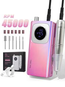 Portable 45000RPM Electric Nail Drill, Rechargeable Professional Tool For Acrylic Nail Removal, Polishing And Nail Art Salon