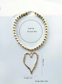 1 Stück Damen überdimensionierte Herz Anhänger Perlen Halskette, elegantes Design geeignet für den täglichen Gebrauch, Arbeit und Veranstaltungen