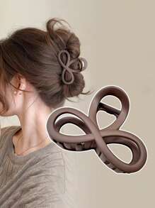 1 件女士甜美温柔公主风格高品质纹理波西米亚风格可爱时尚简约优雅休闲度假风格 8.5 厘米/3.3 英寸深棕色哑光发爪适合女性日常高马尾通勤节日派对送礼佩戴使用发夹夹子发夹发饰头饰发夹发夹发夹发夹发夹，学校用品，学院秋冬爪夹蝴蝶结