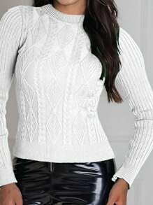 Modal Knit Basic Long Sleeve Blouse - 白色 - 查看 2
