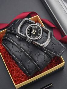 Thắt lưng nam có khóa tự động, thiết kế đầu khóa chữ, thắt lưng thời trang, họa tiết ép, chiều dài có thể cắt theo vòng eo. - Nhiều màu - Xem 6