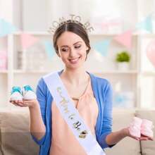 2pcs Set Pesta "Calon Ibu": 1 Mahkota Berlian Imitasi dan 1 Tali Bahu untuk Kaki, untuk Pesta Pengungkapan Jenis Kelamin Bayi, Dekorasi Keluarga, dan Hadiah Baby Shower - MultiWarna - View 6