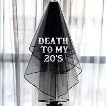 Velo negro de los veinte "Funeral a mis 20 años", alternativo gótico y gótico para mujeres, decoración de fiesta de cumpleaños de los 30 años, "30 sucia", corona de cumpleaños, regalo conmemorativo, presente, accesorios de foto