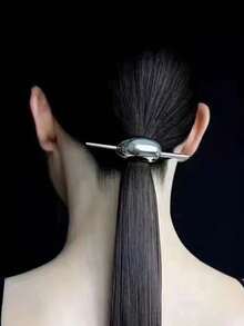 1 Stück Silber Metall Haarspange in Mondsichelform im Chinesischen Stil, elegantes und retro Mode Haaraccessoire geeignet für Frauen und Mädchen - Silber - Übersicht 3