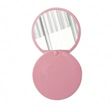 1 pieza Espejo compacto plegable giratorio para cosméticos, espejo portátil de maquillaje para mujeres - Rosa - Ver 3
