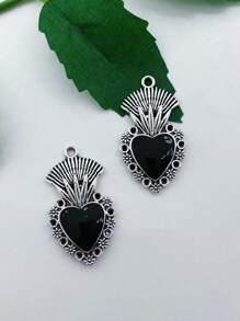 10pcs New Dark Big Heart Enamel Charms Gothic Retro Style Fashion Romantic Pendants For Making Handmade DIY Jewelry Accessories Valentines