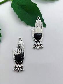 10pcs New Dark Big Heart Enamel Charms Gothic Retro Style Fashion Romantic Pendants For Making Handmade DIY Jewelry Accessories Valentines