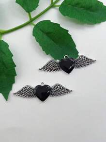 10pcs New Dark Big Heart Enamel Charms Gothic Retro Style Fashion Romantic Pendants For Making Handmade DIY Jewelry Accessories Valentines