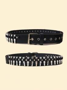 1pc Punk Style Rivet, Bullet, Star Decorated Denim Belt, 5 Colors Available Halloween Summer, School Fall, Autumn, Halloween - Punk Belt - View 13