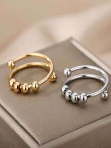 1 件装 女士抗焦虑球珠戒指 开口旋转珠 自由旋转珠 抗压力戒指 珠宝礼物