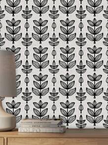 1 Roll 44.5CM Width Linen Textured Navy Blue Leaf Peel And Stick Wallpaper, Minimalist Nordic Hand Drawn Botanical Self Adhesive Wallpaper, Removable Waterproof Wall Mural For Bedroom Living Room Accent Wall Home Decor - Multicolor - View 21