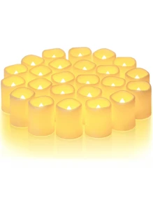 6/12/24pcs Battery Operated LED Electronic Candles, Flameless Small Tea Lights, Ivory [Batteries Included] - White - View 2