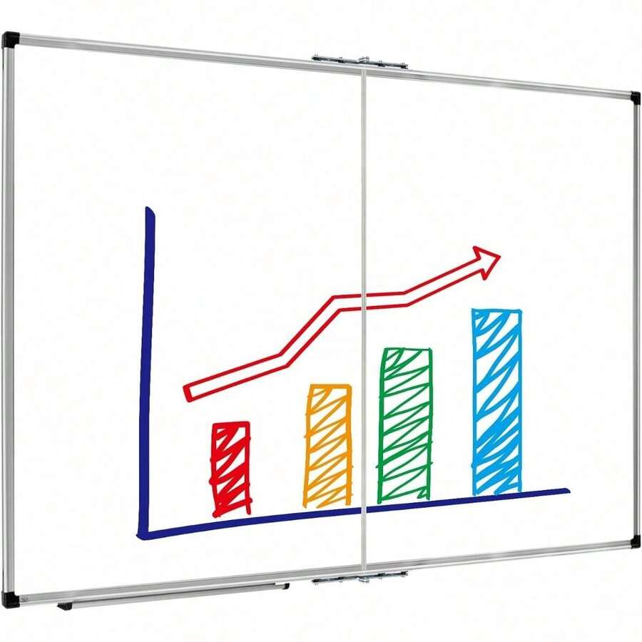 Large Magnetic Dry Erase Whiteboard 48 X 36 Inch, 4' X 3' Big Foldable White Board For Wall With Marker Tray | Silver Aluminum Frame Folding Message Presentation Board - 1 - Xem 1