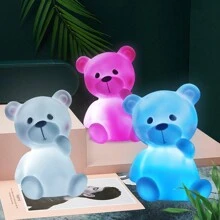 1 Peça Luz Noturna Inclinada de Urso de Pelúcia com 4 Cores de LED, Lâmpada de Ambiente de Urso Fofo para Quarto e Sala de Estar, Decoração Luminosa de Urso de Pelúcia para Festa e Festival