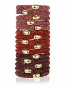 15 chiếc dây buộc tóc tết cho nữ, nhiều màu sắc, hồng, xanh, kaki, dây buộc tóc chun dày, thích hợp để đeo hàng ngày trong mọi mùa, không làm hỏng tóc - Nhiều màu - Xem 5