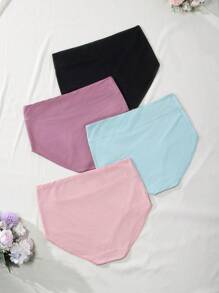 4 pièces, Culottes noires grande taille à taille haute et élastique pour femmes, culottes grande taille à taille haute confortables et respirantes à enveloppement complet, culottes triangulaires plus grandes et plus larges pour morphologies généreuses, modèles classiques de culottes triangulaires à double processus de verrouillage, ensemble de culottes grande taille