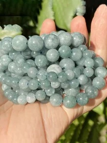 1 Strand Jade Natural Stone Beads 6 8 10mm Green Jadeite Round Beads For Jewelry Making DIY Bracelet Necklace Accessories15" - Mint Green - View 8