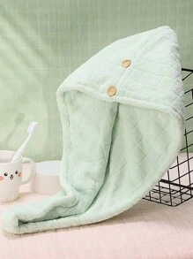 1 chiếc khăn lau tóc bằng polyester, màu trơn tối giản, mũ trùm tóc mềm mại thấm hút nhanh khô, thích hợp cho phụ nữ, lý tưởng để tẩy trang, dùng cho phòng tắm, phòng khách, sử dụng cho mọi mùa - Nhiều màu - Xem 13