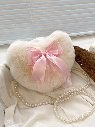 Women's Asymmetrical Heart Shaped Bowknot Bag, Fashion Bow Purse For Women Valentines, Fashion Heart Purse, Perfectly Match With Valentine Day Dress