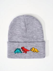 1pc Knitted Cap With Embroidered 3 Dinosaurs Design, Outdoor Warm Casual Winter Hat For Everyday Commute - Knitted Hat - View 14