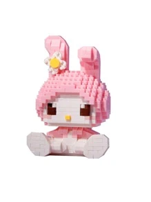 Sanrio Jeu de blocs d'assemblage mignons, jouet de construction de chat de dessin animé charmant. Cadeau d'anniversaire ou de Pâques idéal pour les jeunes enfants, fabriqué en matériau PP (certaines pièces peuvent être aléatoires)