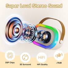 JYX Altavoz Bluetooth portátil, mini máquina de karaoke con 2 micrófonos inalámbricos y luces LED para fiestas en casa, reuniones: regalos de cumpleaños para niñas, niños y todos.