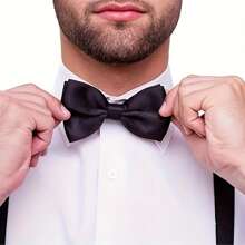 Men's Formal Tuxedo Black Bow Tie - Adjustable, Polyester, Woven For Suit Uniform