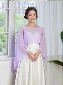 1pc Ladies' Lightweight Chiffon Shawl Wrap For Bridal, Bridesmaids, Summer, Formal Events, Cosplay, Stage Shows, Available In Lavender, Black, White, Red, Plus Size Halloween Fall Clothes For Women - Multicolor - View 10