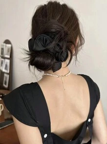 1pc/3pcs Elegant Satin Large Scrunchies With Ruffle Trim, Soft & Stretchy Hair Ties For Bun, Ponytail, Everyday Usescrunchy Hair Ties, Casual