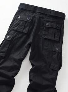AKARMY Men's Casual Cargo Pants 850g Pants / 1 Pcs Pants / 100% Cotton Camo Pants Combat Work Pants With 8 Pockets(No Belt) - 黑色 - 查看 6