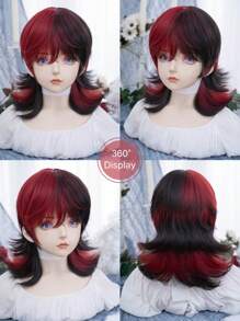 alicegarden 1 Piece Synthetic Heat-Resistant, With Bangs , In Multi Color Wigs , 16 Inches Long, Made From Fiber, Stylish Wigs, Natural And Realistic Wig(Excluding Accessories) - 彩色 - 查看 8