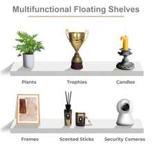 2 Pack (35"X9") Sorbus Long Floating Wall Shelves For Bedroom, Decor, Kitchen, Living Room - For Trophies, Frames, Bookshelf (White) - 白色 - 查看 2