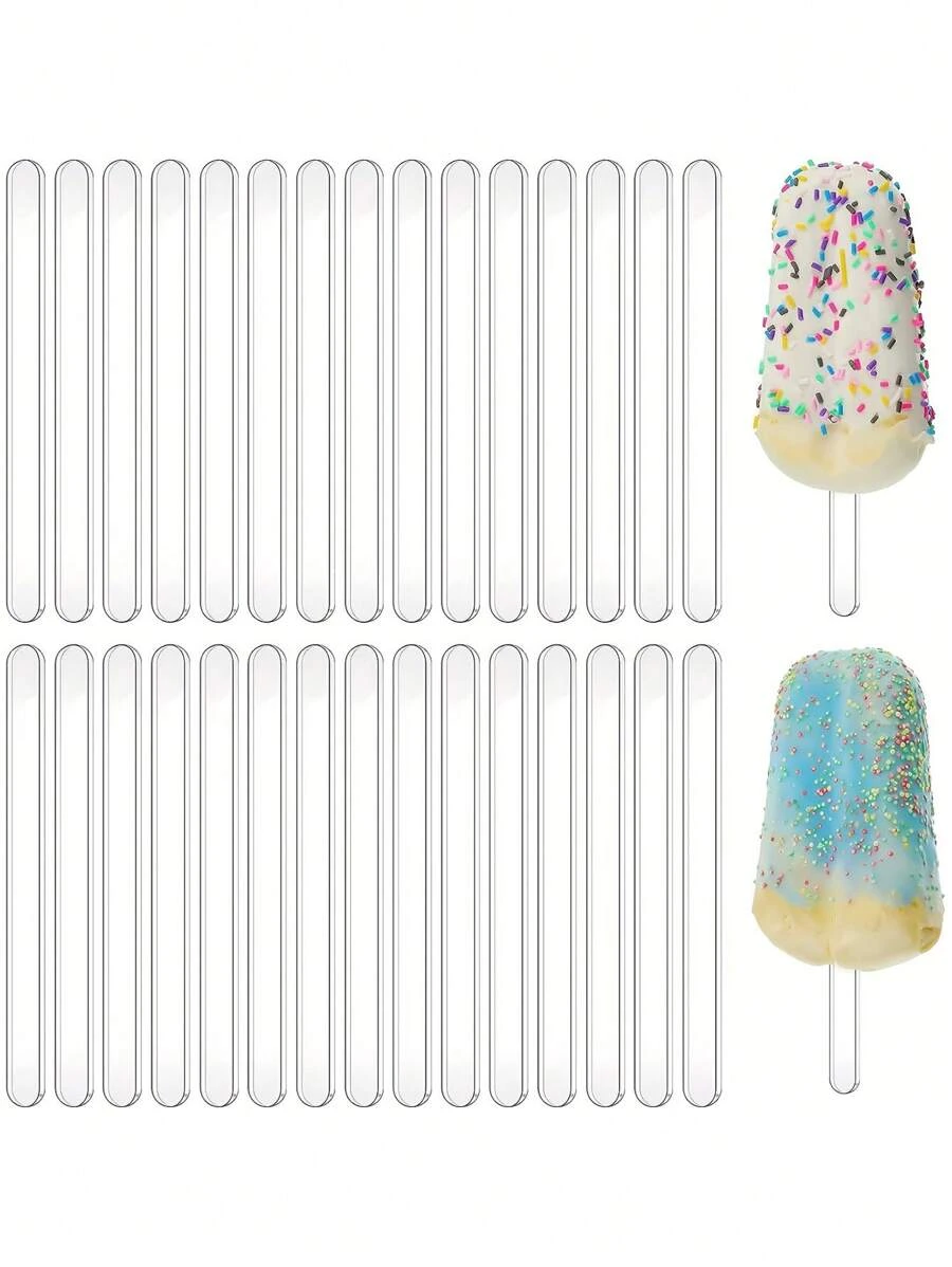 50 Bâtonnets Acrylique Réutilisables Pour Glaces & Gâteaux - 11,4 Cm - Doré - Parfaits Pour DIY & Décoration