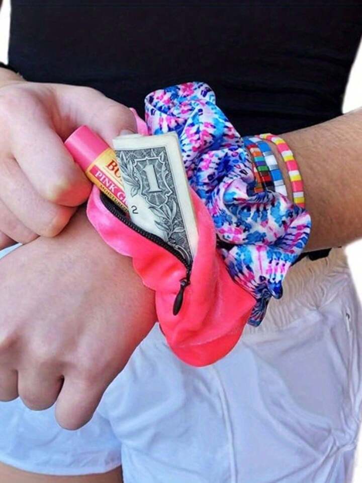 Zipper Scrunchies, Velvet Hair Ring With Hidden Pocket