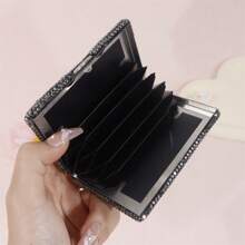 1/2 szt. Czarny szklany diamentowy uchwyt na karty kredytowe, metalowy antymagnetyczny portfel na karty, przegródki na karty/wizytówki, etui na prawo jazdy, etui na karty bankowe, ceramiczne i szklane dekoracje diamentowe, odpowiednie do biura, szkoły, domu