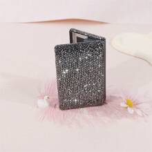 1/2 szt. Czarny szklany diamentowy uchwyt na karty kredytowe, metalowy antymagnetyczny portfel na karty, przegródki na karty/wizytówki, etui na prawo jazdy, etui na karty bankowe, ceramiczne i szklane dekoracje diamentowe, odpowiednie do biura, szkoły, domu
