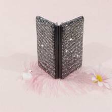 1/2 szt. Czarny szklany diamentowy uchwyt na karty kredytowe, metalowy antymagnetyczny portfel na karty, przegródki na karty/wizytówki, etui na prawo jazdy, etui na karty bankowe, ceramiczne i szklane dekoracje diamentowe, odpowiednie do biura, szkoły, domu