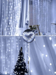 2 pièces 100/200/300 Guirlandes Lumineuses de Rideau avec 8 Modes, Alimentées par USB avec Télécommande, Guirlandes Lumineuses Féeriques Idéales pour Mariage, Noël et Décoration de Fête à la Maison