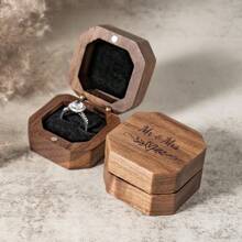 "Mr & Mrs" Personalised Wooden Rings, Wedding Boxes, Jewellery Boxes, Weddings, Personalised Birthday Party Boxes. - No.12 Brown - View 9