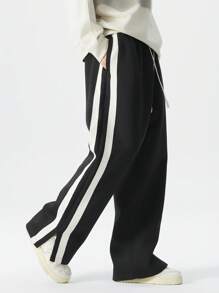Extra Loose & Wide Plus Size Men Casual Pants, New Autumn Fashion Brand Straight Trousers, For Fall - Black - View 5