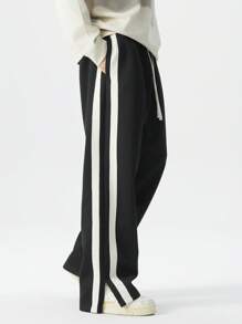 Extra Loose & Wide Plus Size Men Casual Pants, New Autumn Fashion Brand Straight Trousers, For Fall - Black - View 6