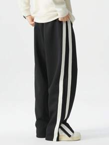 Extra Loose & Wide Plus Size Men Casual Pants, New Autumn Fashion Brand Straight Trousers, For Fall - Black - View 7