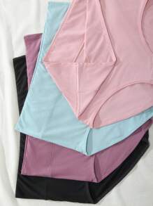 4 pièces, Culottes noires grande taille à taille haute et élastique pour femmes, culottes grande taille à taille haute confortables et respirantes à enveloppement complet, culottes triangulaires plus grandes et plus larges pour morphologies généreuses, modèles classiques de culottes triangulaires à double processus de verrouillage, ensemble de culottes grande taille