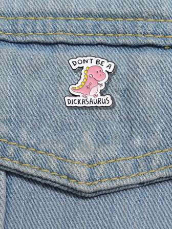 1pc Dinosaur Casual Zinc Alloy Brooch, Cute Cartoon Character Brooch, Versatile Fashion Accessory For Clothes & Bags, All Seasons Men Gifts Bag Pins Christmas