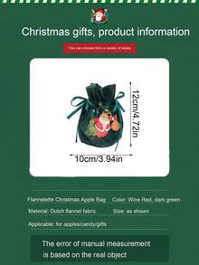 1 件创意圣诞礼物苹果形状包，圣诞夜抽绳袋，圣诞装饰糖果袋，适用于秋季家居装饰，适用于旅行收纳袋、化妆包、化妆包、度假收纳袋、大容量化妆品收纳盒化妆盒，适用于口红、刷子、护肤品、手机、硬币、小物品，适用于家庭、礼物、度假和节日万圣节圣诞节多功能用途 - 彩色 - 查看 10