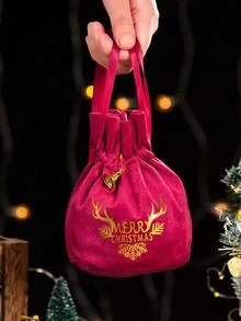 1 件创意圣诞礼物苹果形状包，圣诞夜抽绳袋，圣诞装饰糖果袋，适用于秋季家居装饰，适用于旅行收纳袋、化妆包、化妆包、度假收纳袋、大容量化妆品收纳盒化妆盒，适用于口红、刷子、护肤品、手机、硬币、小物品，适用于家庭、礼物、度假和节日万圣节圣诞节多功能用途 - 彩色 - 查看 6