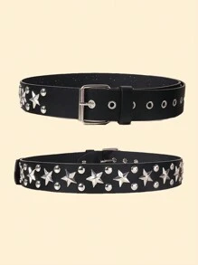 1pc Punk Style Rivet, Bullet, Star Decorated Denim Belt, 5 Colors Available Halloween Summer, School Fall, Autumn, Halloween - Punk Belt - View 15