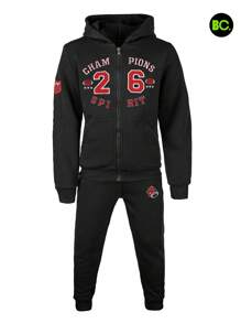 Big City Pants Boy Youth Set Plush Fleece Fashion - 黑色 - 查看 1