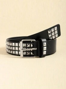 1pc Punk Style Rivet, Bullet, Star Decorated Denim Belt, 5 Colors Available Halloween Summer, School Fall, Autumn, Halloween - Punk Belt - View 5